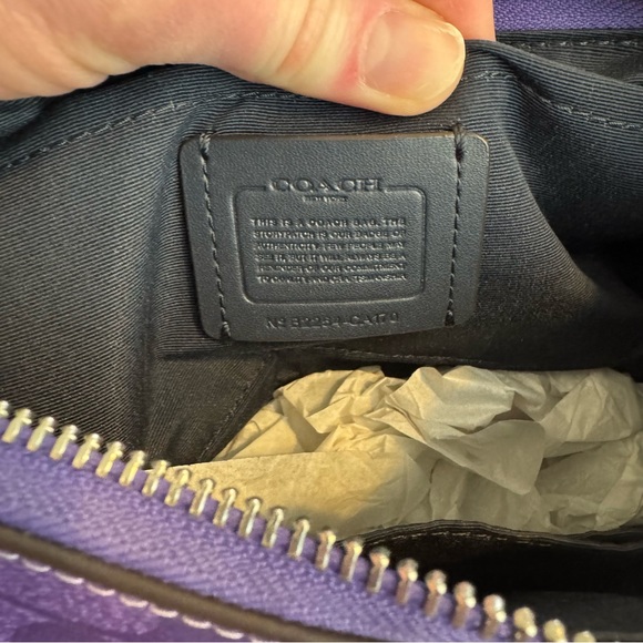 Coach Teri Shoulder Crossbody Bag In Blocked Signature Canvas Blue & Purple - Picture 5 of 12